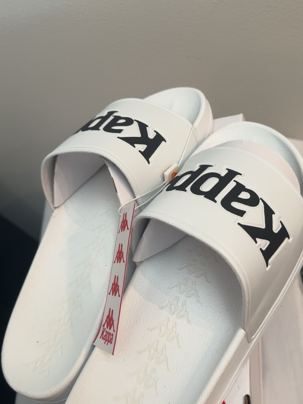 Kappa White Slides with Black Logo